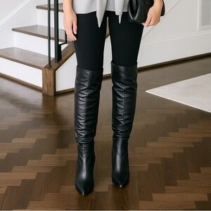 Michael Kors Luna Black Leather Slouch Boots | Women’s Size 6M | New with Box